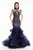 Terani Couture - 1821GL7435 Ornate Cap Sleeve Cutout Bodice Long Gown in Blue and Neutral