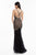 Terani Couture - 1821GL7439 Feather-Fringed Beaded Plunging Gown in Black