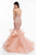 Terani Couture - 1821GL7445 Beaded Sheer Halter Ruffled Mermaid Gown in Pink