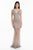 Terani Couture - 1821GL7450 Crystal-Striped Illusion Sheath Gown in Silver