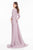 Terani Couture - 1821M7550 Folded Off Shoulder Quarter Sleeve Gown  in Pink