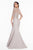 Terani Couture - 1821M7552 Embroidered Lattice Quarter Sleeve Gown in Gray