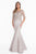 Terani Couture - 1821M7552 Embroidered Lattice Quarter Sleeve Gown in Gray