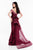Terani Couture - 1821M7558 Floral Applique Organza Trumpet Dress in Red and Pink
