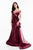 Terani Couture - 1821M7558 Floral Applique Organza Trumpet Dress in Red and Pink