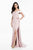 Terani Couture - 1821M7559 Floral Appliqued High Slit Off Shoulder Gown in Pink