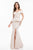 Terani Couture - 1821M7561 Surplice Off Shoulder Floral Embossed Gown in Pink