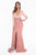 Terani Couture - 1821M7581 Two-Toned Long Sleeve Sheath Gown in Pink