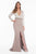 Terani Couture - 1821M7581 Two-Toned Long Sleeve Sheath Gown in Neutral