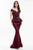 Terani Couture - 1821M7577 Mock Two Piece Lace Jacquard Trumpet Dress in Red and Blue