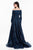 Terani Couture - 1821M7587 Long Sleeve Off Shoulder Overskirt Gown in Blue