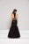Colors Dress - 1821 Halter Leather Lace Dress with Detachable Tulle in Black