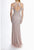 Terani Couture - 1821GL7440 Metallic Beaded Cutout Sheath Gown In Pink and Neutral