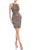 Terani Couture - 1821H7795 Embellished Illusion Halter Sheath Dress In Black and Neutral