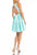 Terani Couture - 1821H7914 Sleeveless Bateau Neck A-Line Short Dress In White and Blue