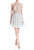 Terani Couture - 1821H7929 Floral Beaded Illusion Paneled Halter Dress In Blue and Gold