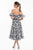Terani Couture - 1822C7056 Printed Semi-Sweetheart Tea Length Dress in Black and White
