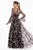Terani Couture - 1822E7251 Floral Embroidered V-neck A-line Dress in Black and Multi-Color