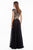 Terani Couture - 1822E7255 Gold Beaded Chiffon A-line Gown in Black