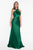 Terani Couture - 1822E7286 Knotted Neckline Satin Slinky Gown in Green