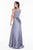 Terani Couture - 1822E7286 Knotted Neckline Satin Slinky Gown in Silver