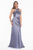 Terani Couture - 1822E7286 Knotted Neckline Satin Slinky Gown in Silver