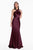 Terani Couture - 1822E7286 Knotted Neckline Satin Slinky Gown in Red