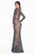 Terani Couture - 1822E7292 Metallic Lace Embroidered Sheath Dress in Gray and Gold