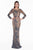 Terani Couture - 1822E7292 Metallic Lace Embroidered Sheath Dress in Gray and Gold