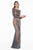 Terani Couture - 1822E7292 Metallic Lace Embroidered Sheath Dress in Gray and Gold