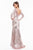 Terani Couture - 1822E7310 Long Sleeve Cowl Back Sequined Gown in Pink