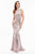 Terani Couture - 1822E7317 Cap Sleeve Cowl Back Sequined Gown in Pink