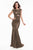 Terani Couture - 1822E7317 Cap Sleeve Cowl Back Sequined Gown in Brown