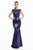 Terani Couture - 1822E7317 Cap Sleeve Cowl Back Sequined Gown in Blue