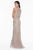 Terani Couture - 1822GL7508 Embroidered Illusion Halter Sheath Dress in White and Gold
