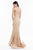 Terani Couture - 1822GL7514 Floral Applique Deep Sweetheart Dress in Neutral