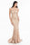 Terani Couture - 1822GL7514 Floral Applique Deep Sweetheart Dress in Neutral
