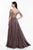 Terani Couture - 1822M7659 Bedazzled Illusion Bateau Chiffon Gown in Brown