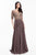 Terani Couture - 1822M7659 Bedazzled Illusion Bateau Chiffon Gown in Brown