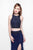 Primavera Couture - Two Piece Halter Long Gown with a Slit 1822 in Blue