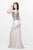 Primavera Couture - Two Piece Halter Long Gown with a Slit 1822 in Nude