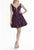 Terani Couture - 1822H7838 Floral Patterned Deep V-neck A-line Dress In Pink and Black