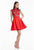 Terani Couture - 1822H7872 Embroidered High Neck A-line Dress in Red and Black