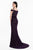 Terani Couture - 1823E7342 Velvet Striped Jewel Crusted Lace Gown in Purple and Neutral