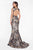 Terani Couture - 1823E7351 Sequined Lace Deep V-neck Trumpet Dress in Black and Multi-Color