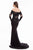 Terani Couture - 1823E7358 Sequined Long Sleeve Trumpet Dress in Black and Neutral