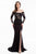 Terani Couture - 1823E7358 Sequined Long Sleeve Trumpet Dress in Black and Neutral