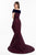 Terani Couture - 1823E7366 Faux Fur Brocade Trumpet Gown in Red and Blue
