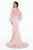Terani Couture - 1823E7371 Split Bishop Sleeve Rosette Accented Gown in Pink