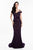 Terani Couture - 1823E7342 Velvet Striped Jewel Crusted Lace Gown in Purple and Neutral
